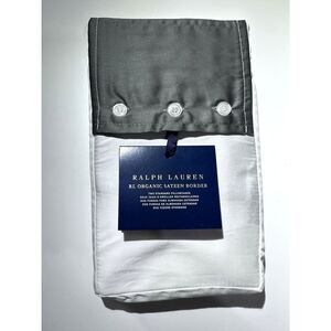 Ralph Lauren Organic Cotton Border Sateen standard Pillowcase Pair white Graphit